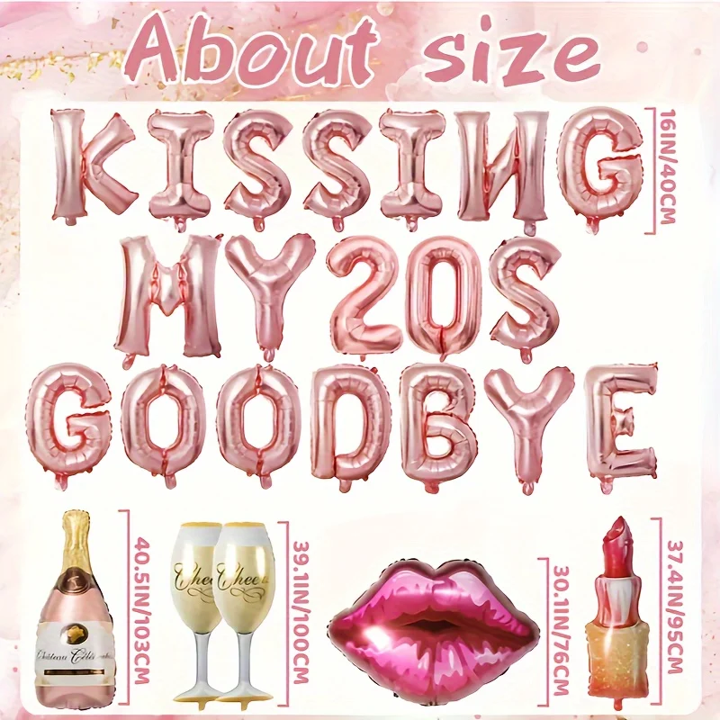 Фото Набор воздушных шаров «Kiss My 20s» из алюминиевой пленки, цвет розовое золото №2