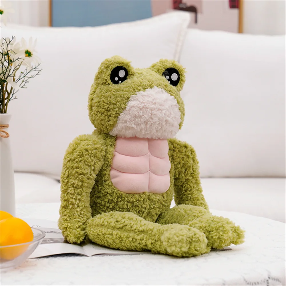 

35/45cm Kawaii Muscle Frog Doll Stuffed Animal Cute Frog Plush Toy Sleeping Plushies Appease Gifts For Child For Girl