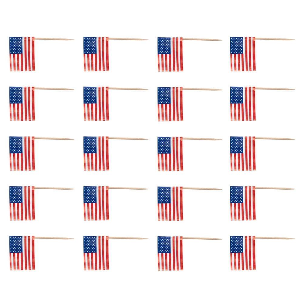 

200 Pcs American Toothpick Flag Delicate Toothpicks Flags Sticks Cupcakes Dessert Toppers Mini Hat Party Fruit Decorate Inserts