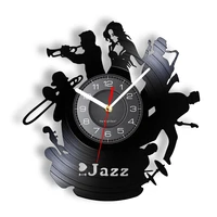 saxophone music jazz band vinyl record wall clock musical genre art home decor sax classical music gramophone record wall clock