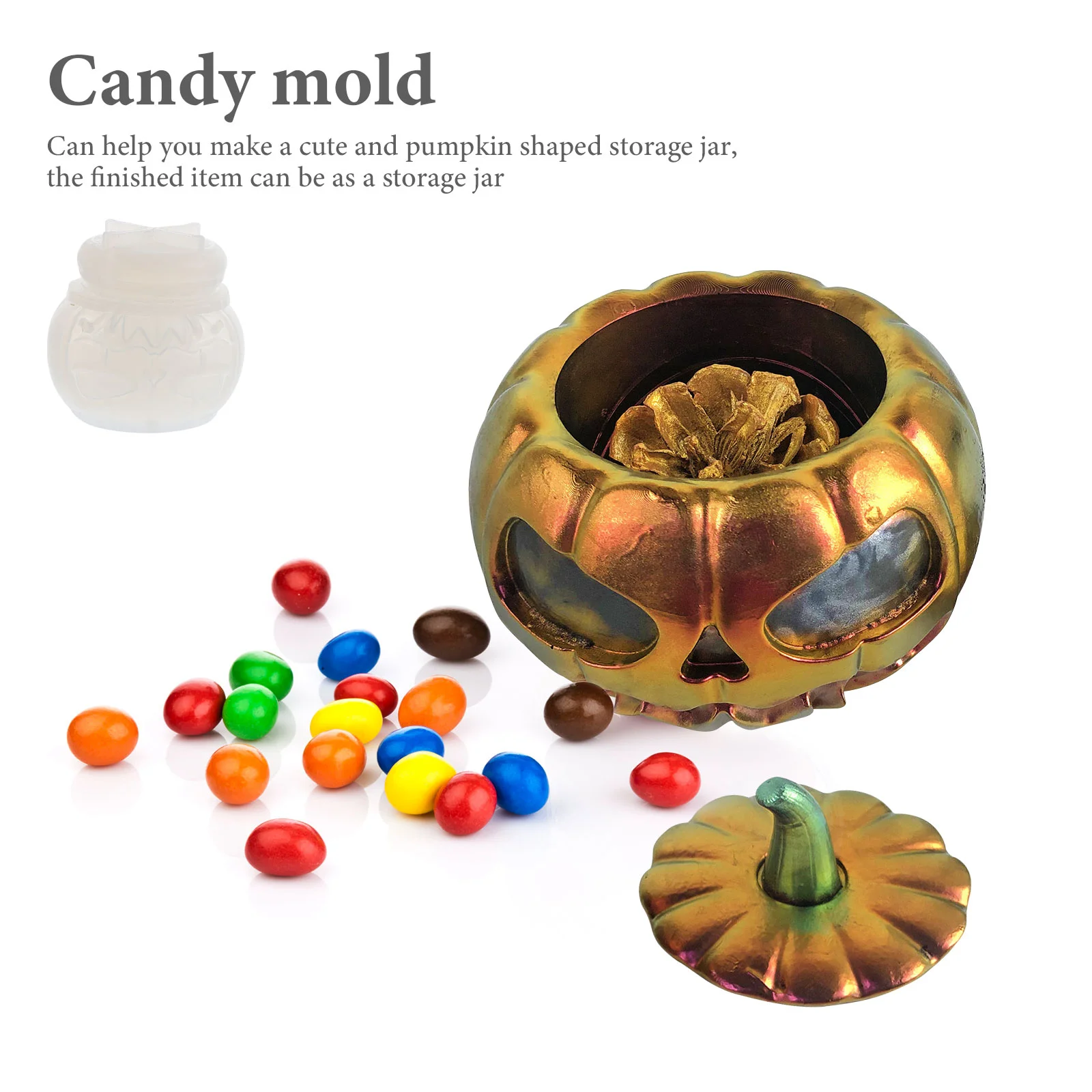 1 Set Halloween Epoxy Mold Silicone Making Mold Halloween Making Mold Pumpkin Jar Mold for DIY