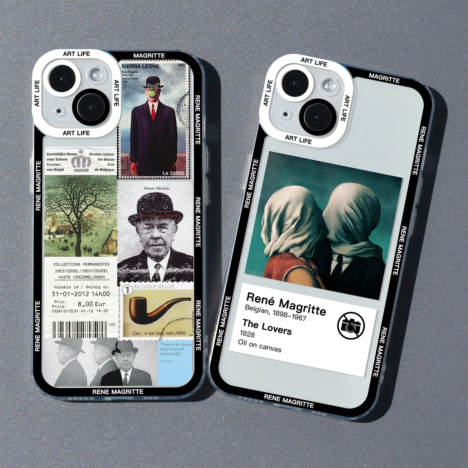 

Rene Magritte Art Ticket Mix Label Silicone Phone Case For iPhone 14 13 12 11 Pro Max Mini XS X XR SE 7 8 Plus Soft Cover