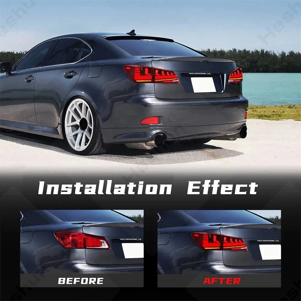 Фото Задние фонари LED для Lexus IS250 IS350 IS220d Sedan ISF 2006-2013, комплект задних фонарей с динамическим сигналом поворота и функцией DRL, E-mark №5