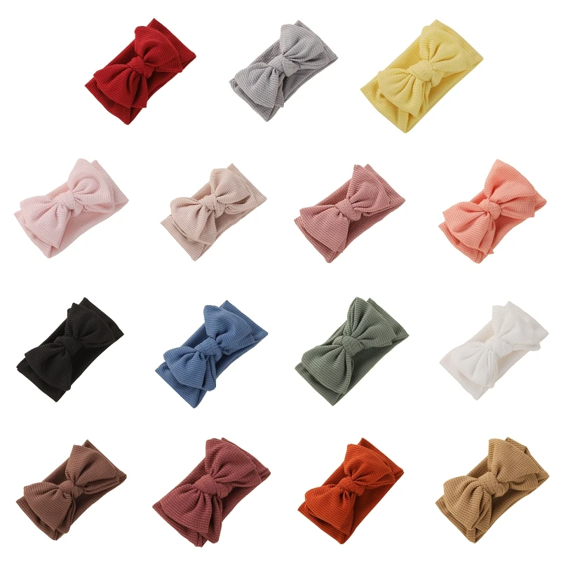 

Baby Bowknot Headband Waffle Bows Turban Elastic Hair Band for Head Wrap Children Toddler Headwear Hair Accessories