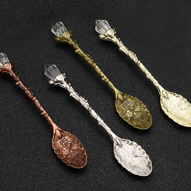 Ретро хрустальные ложки винтажные резные кофейные десертные чайные декор
