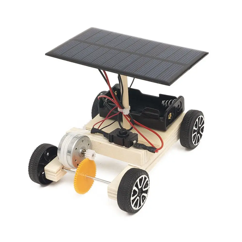 

Assemble For Kids Wooden DIY Educational Science Physics Experiments Circuit Technology Toy Solar Electric Car Kit