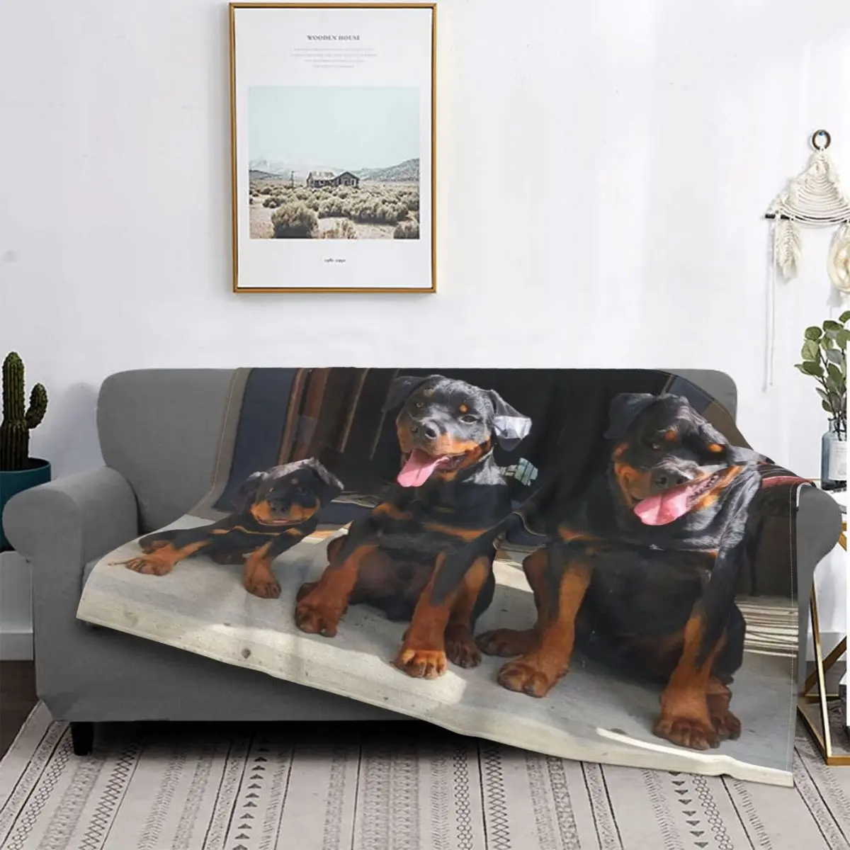 

Rottweiler 11 Blanket Bedspread Plaid Bed Cover 240 Sofa