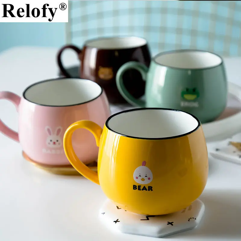 

Креативная мультяшная керамическая кружка для молока 410 мл с рукояткой, индивидуальная керамическая кружка для кофе с улыбающимся лицом, Студенческая кружка для сока, чая, посуда для напитков
