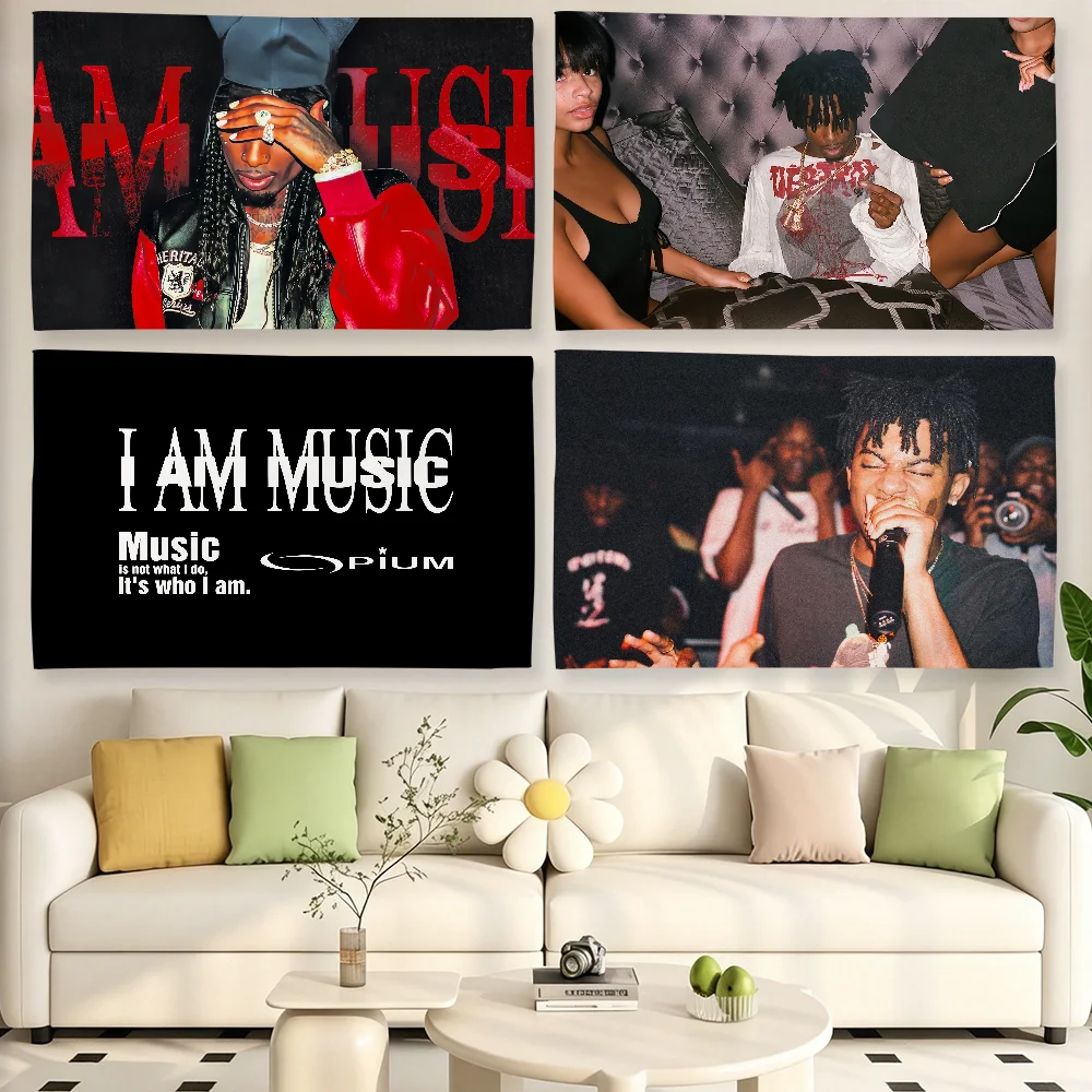 Фото Флаг с изображением рэпера P-Playboi Carti I Am Music для гостиной, дома, общежития, декора стен, для кемпинга, вечеринок, подарки №3