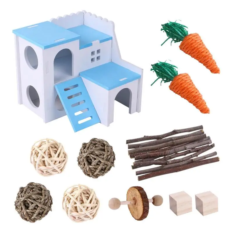

Hamster Wood Chews Bunny Chew Toy Playing Set Chinchillas Teeth Care Toys Chew Treats And Balls For Hamster Chinchilla Pet Teeth