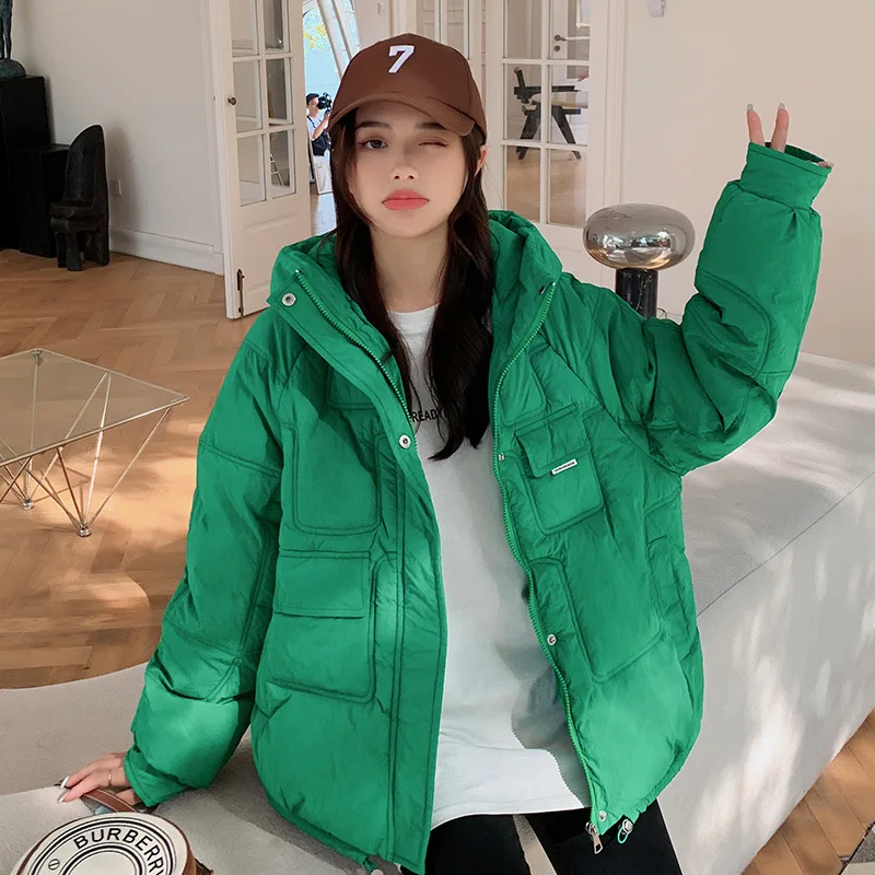 Women's Short Parka Winter Warmth Down Cotton Padded Jacket Korean Fashion Plus Size Loose Leisure Coat Jacket New