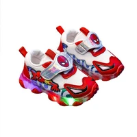 2022 disney spiderman with lights glowing shoes girls sneakers spring and autumn flashing lights breathable boys mesh shoes