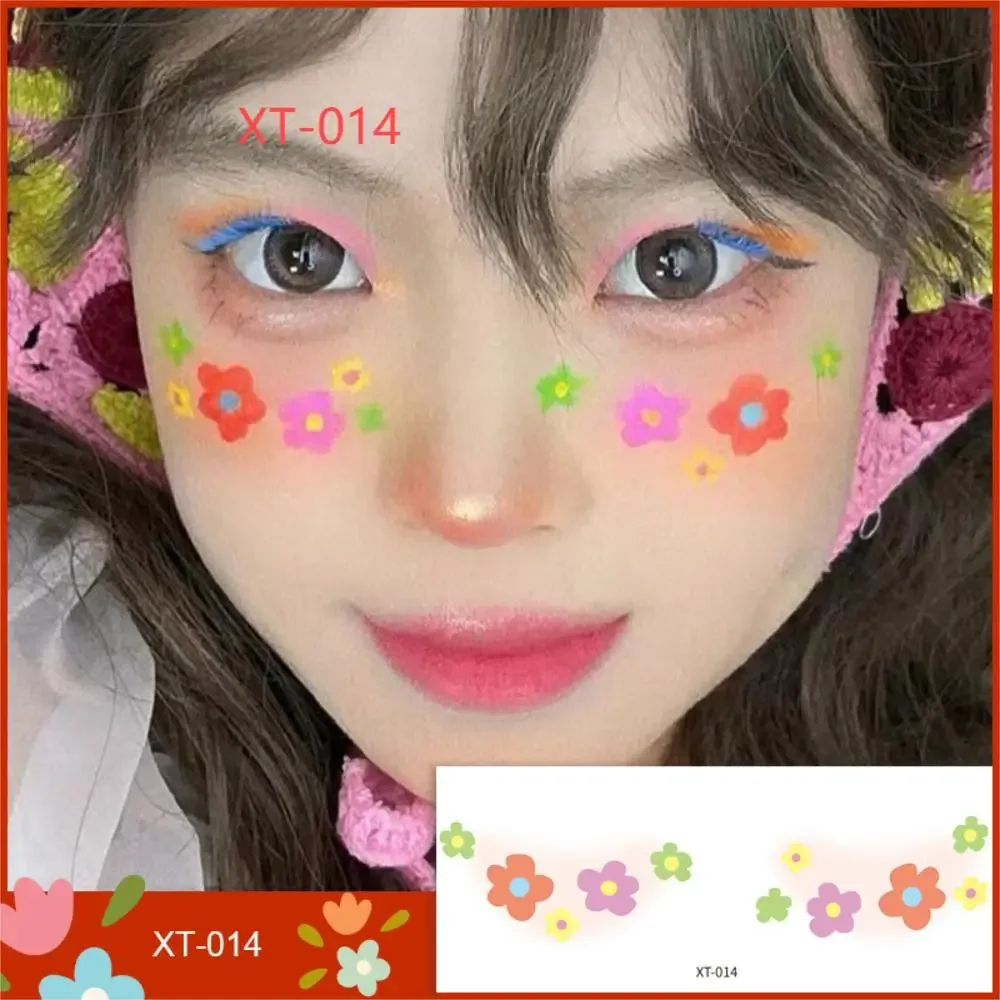 Временные татуировки на лицо Мультяшные любовь звезда цветы радуга модные