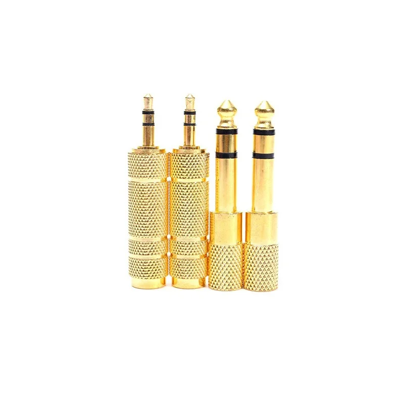 

4pcs 6.5mm 1/4"Male plug to 3.5mm 1/8"Female Jack Stereo Headphone Microphone Audio Adapter Converter AV Gold Plated Wholesale