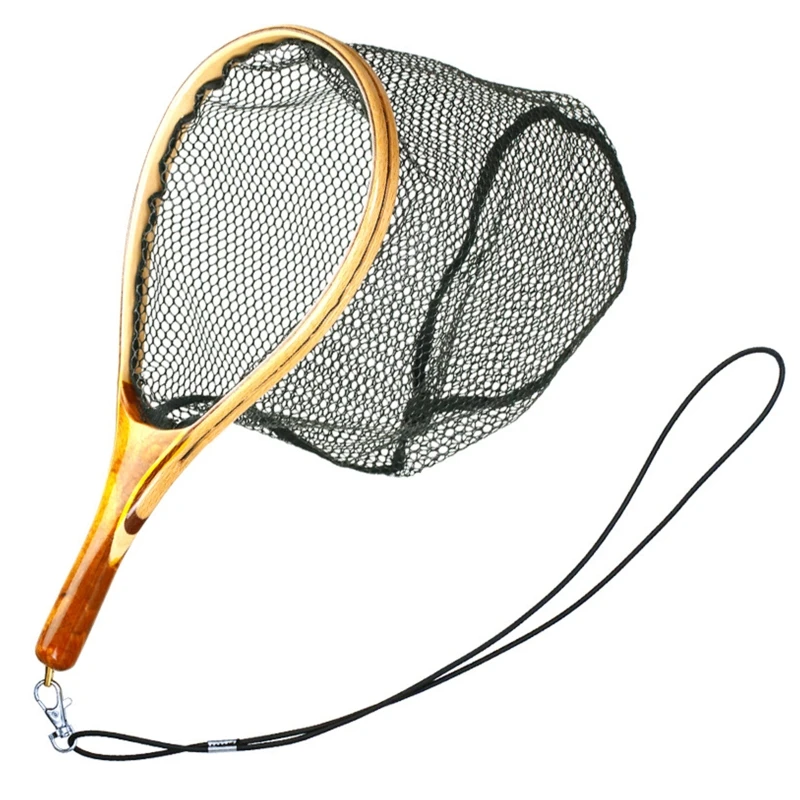 

3 Styles Fly Fishing Net Wooden Frame Fishing Landing Net Soft Rubber Mesh Net for Trout Bass Catch & Release Fast Dry