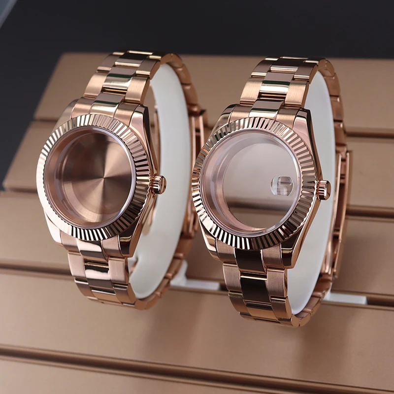 36mm 40mm Rose Gold Watch Cases Bracelet For oyster perpetual day date nh34 nh35 nh36 nh38 Miyota 8215 Movement Dial Waterproof