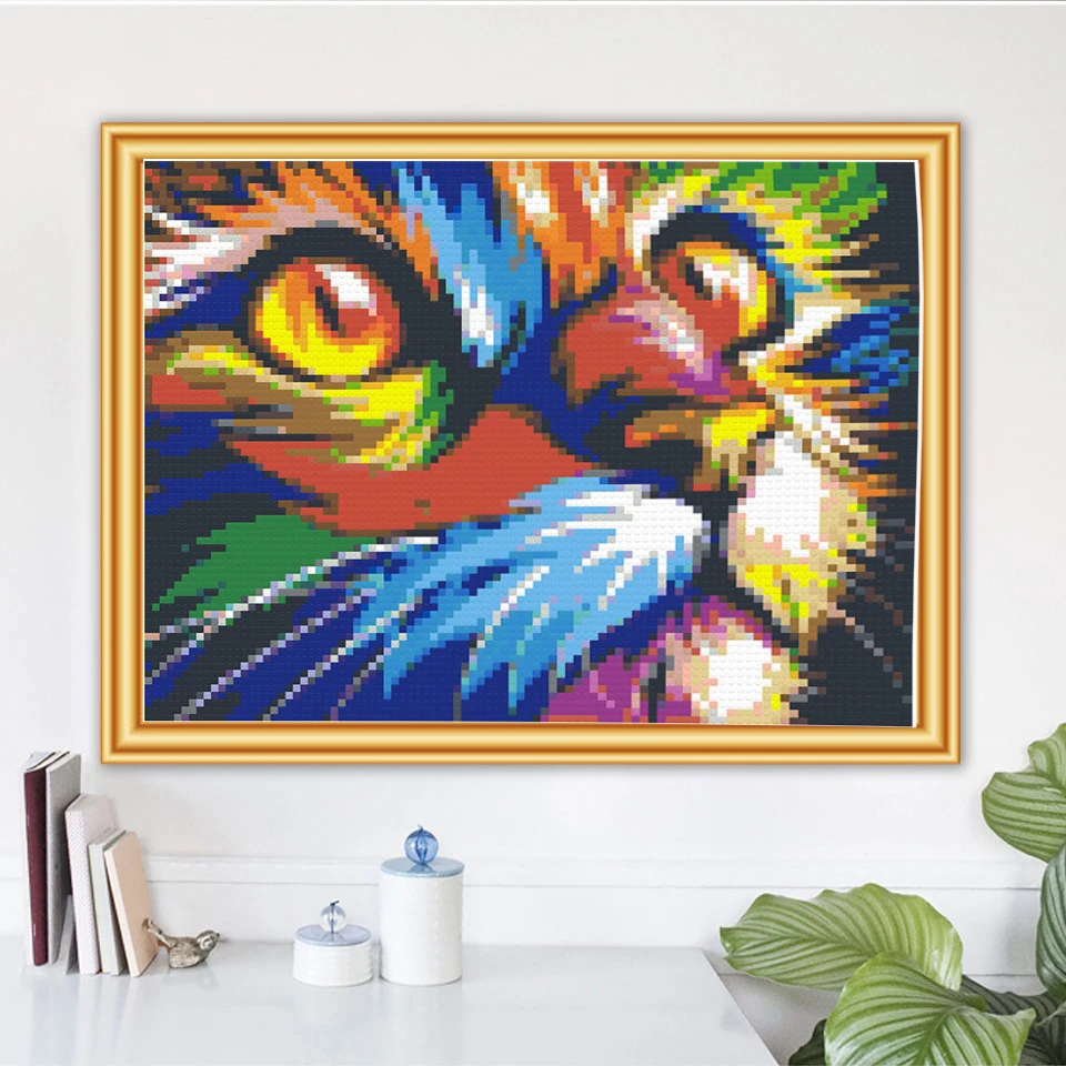 

3D DIY мозаика, живопись, фрески, животные, Лев, кошка, тигр, строительные блоки, набор, полная вышивка, мозаика, искусство, домашний декор, росписи, подарки