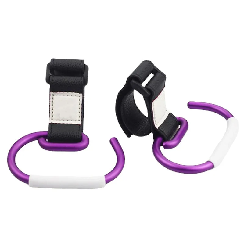 

Adjustable Aluminum Alloy Stroller Hooks With Strap Children Accessories Pushchair Hanger Carabiner Shopping Bag Clip