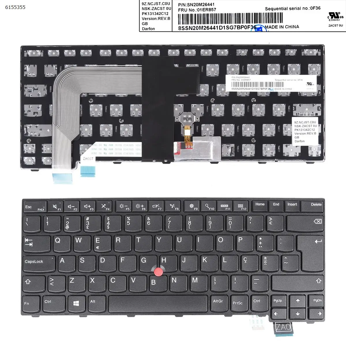 

PO Laptop Keyboard for IBM ThinkPad T460S T470S T460P T470P 13 Gen 2 Type 20J1 20J2 BLACK FRAME BLACK with point stick