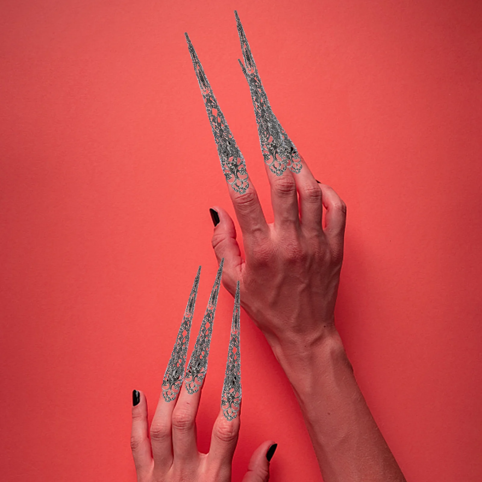 

10 Pcs Finger Claw Nail Rings Halloween Costumes Goth Accessories Men Retro Nails