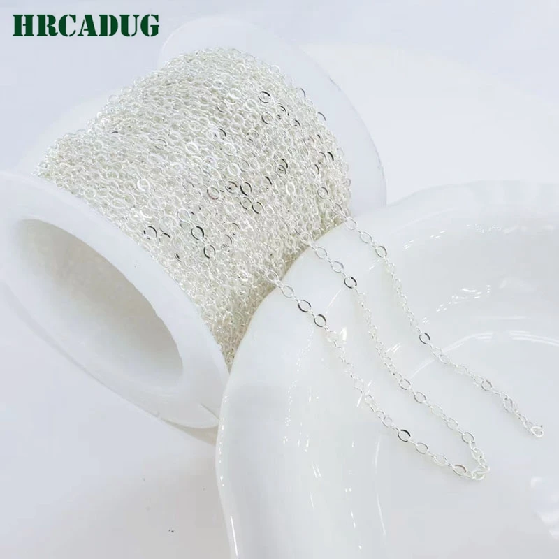 Fashion Clavicle Chain 18K Gold Plated Brass Metal Round Thin Chains For Women's Necklace Jewelry Accessories Supplies Findings