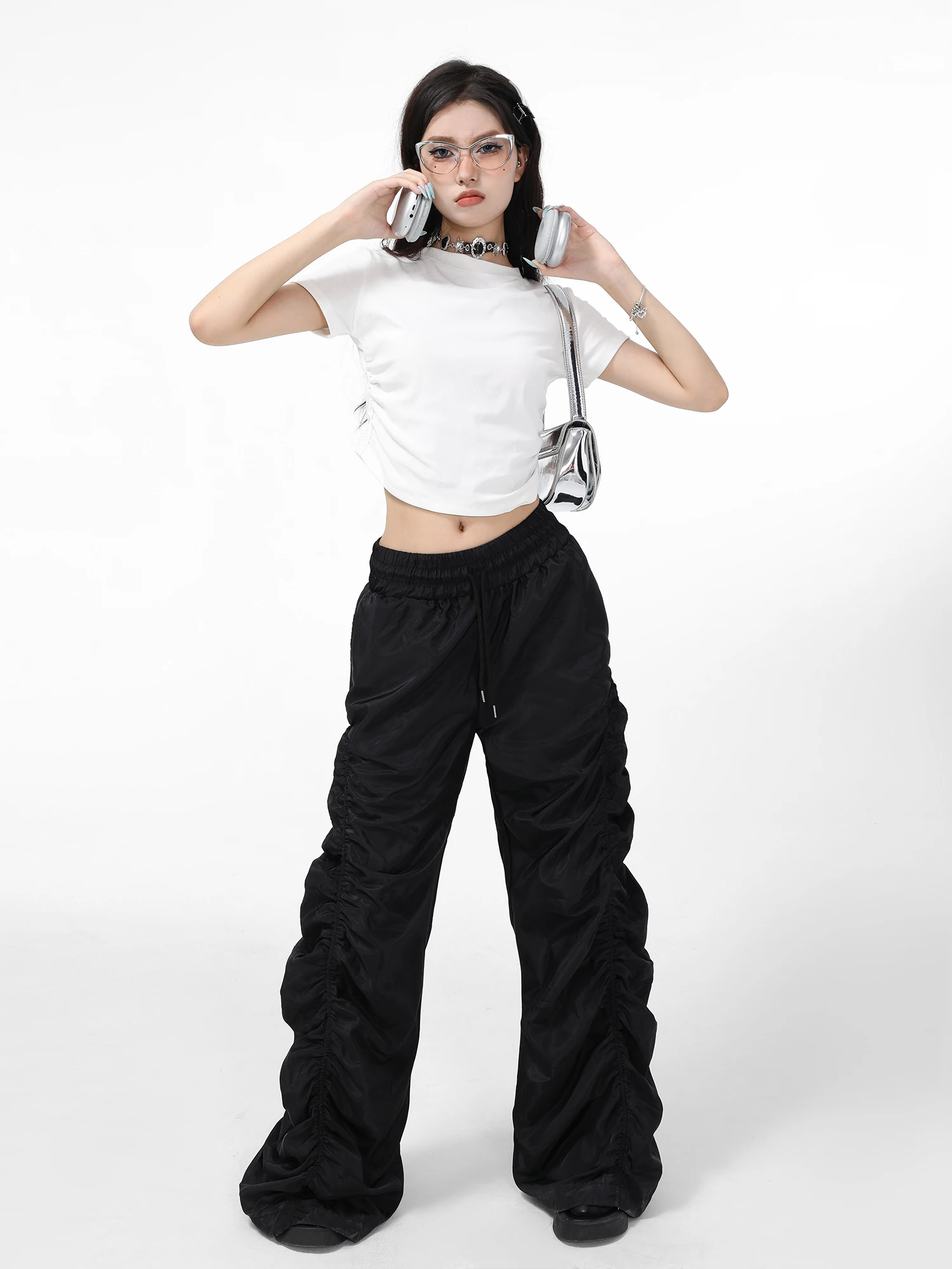 Белая футболка с короткими рукавами и плечами женская летняя одежда Dopamine сладкий