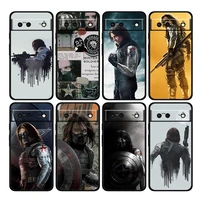 marvel avengers bucky shockproof cover for google pixel 6 6a 6pro 5 5a 4 4a xl 5g black phone case shell soft fundas coque capa