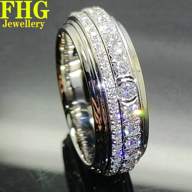 

9K Au375 White Gold Ring 1.8Carat Nature Diamond luxury with diamond transfer ring wedding Engagement Anniversary Fashion