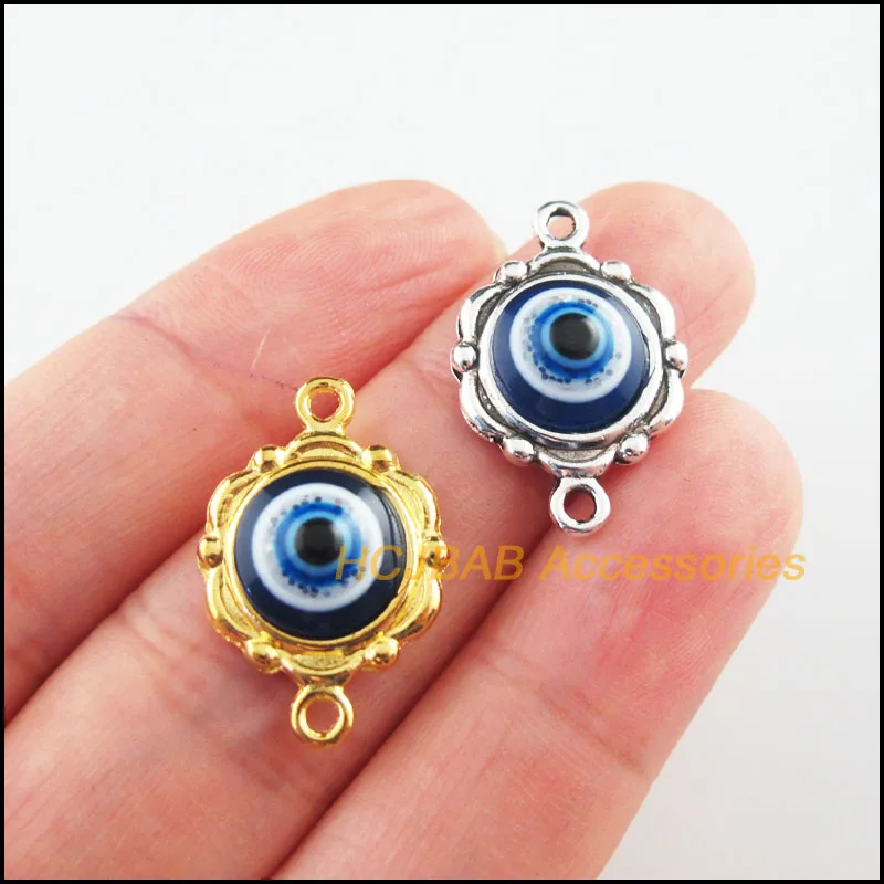 

Fashion 18Pcs Gold Color Tibetan Silver Plated Round Eye Resin Charms Connectors 15.5x23mm