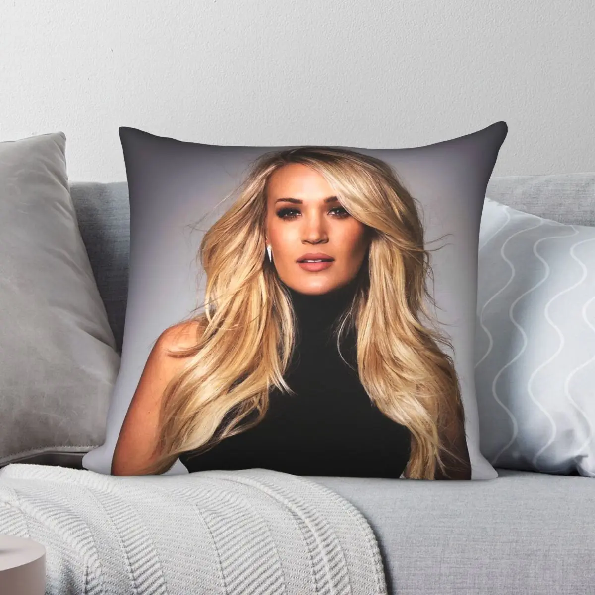 

CARRIE UNDERWOOD Square Pillowcase Polyester Linen Velvet Printed Zip Decor Home Cushion Cover Wholesale