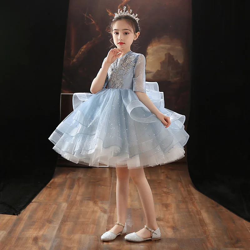 Children's evening dress birthday dance dress fluffy gauze flower girl cute girl princess skirt girl piano dress enlarge