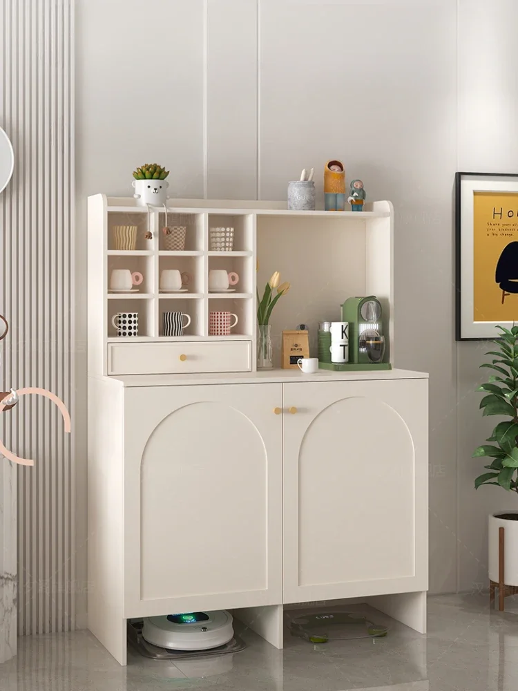Гостиная Кремовый стиль Боковой шкаф Дисплей Деревянный винный Кухня Кофе