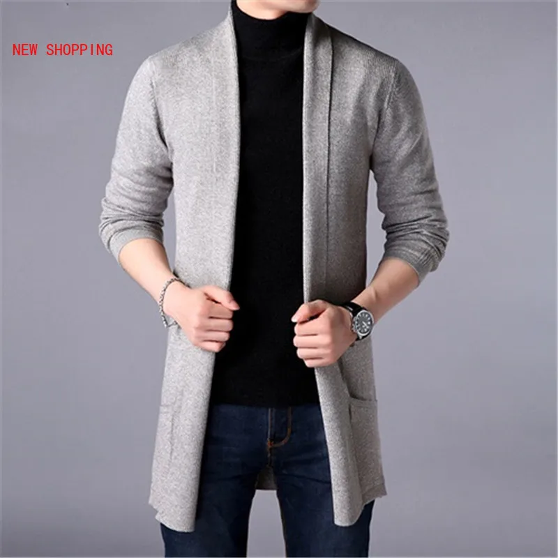 

Fashion Sweater Coats Men New Autumn Men's Slim Long Solid Color Knitted Jacket Fashion Men's Casual Thin Sweater Cardigan Coats