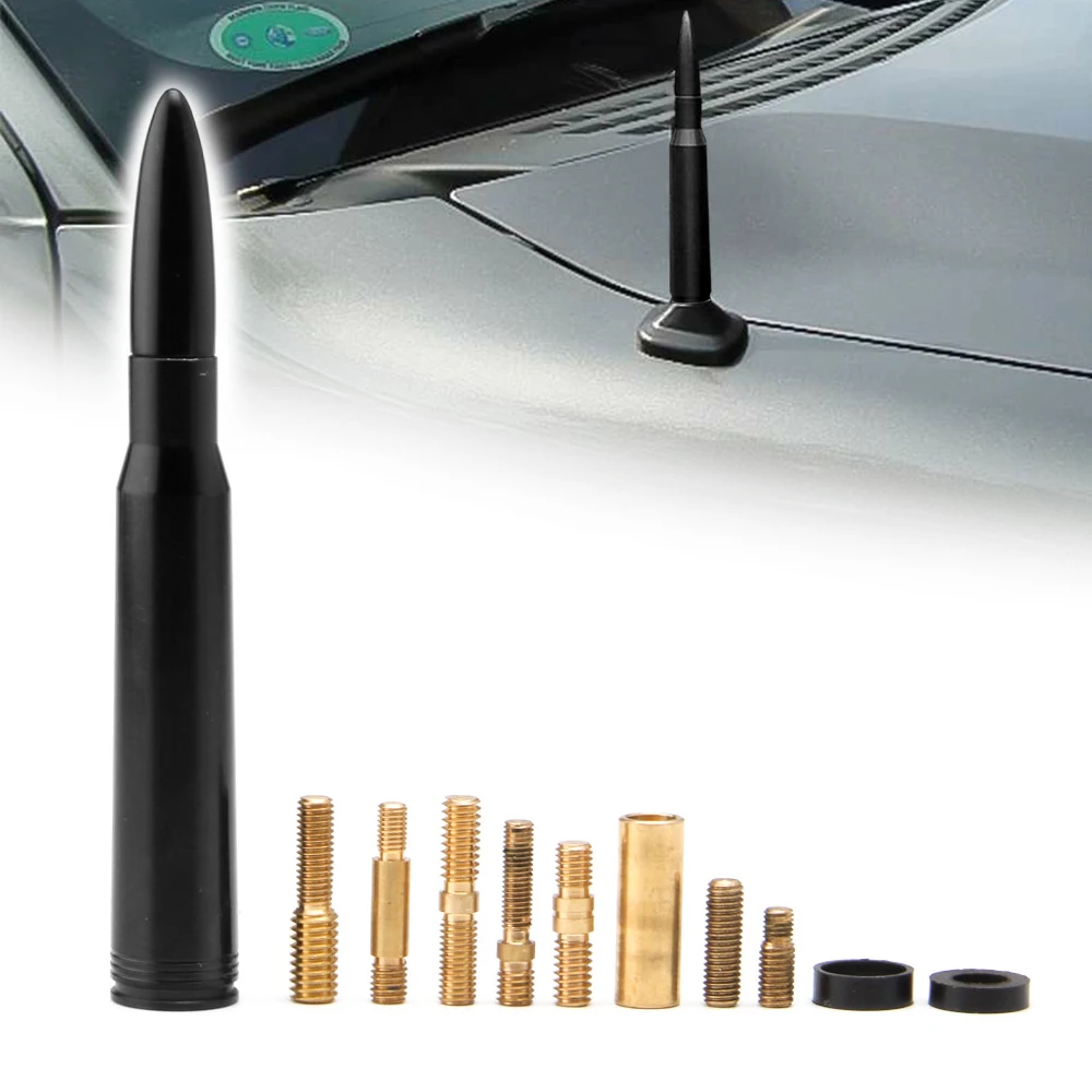 

Universal Aluminium Car 50 CAL Caliber Bullet Antenna Short Kit For GMC Dodge Ram Ford F150 Raptor CRV RAV4 JEEP Anti Theft