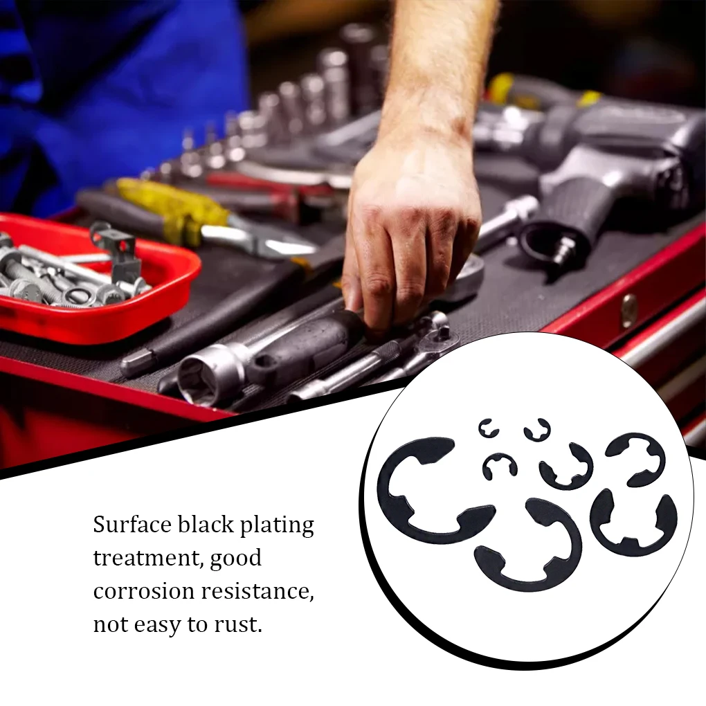 

550Pcs/Kit E-Clip Snap Ring Metal Retaining E Circlips Bearings Fastener with Storage Box Hardware Spare Electrician
