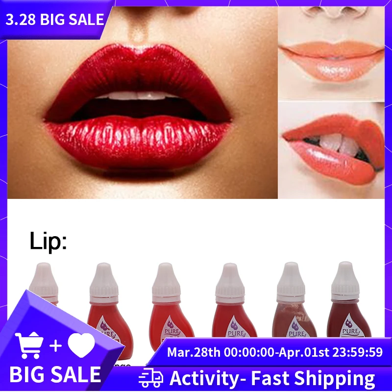 

6Pcs Microblading Lip Tattoo Ink Semi-permanent Professional Tattoo Ink For Eyebrow Eyeline Pigmented Beauty Painted Accessories