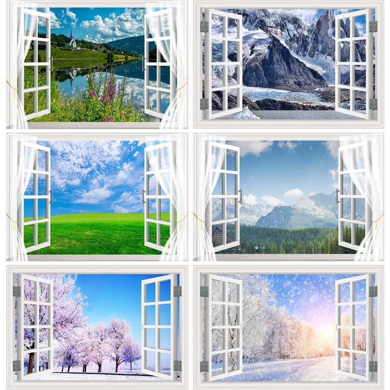 

SHENGYONGBAO Outside The Window Scenery Photography Background Indoor Decorations Photo Backdrops Studio Props CHFJ-10