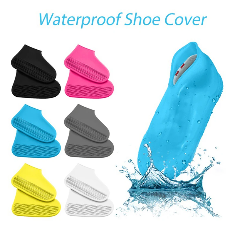 1 Pair Waterproof Silicone Shoes Cover Unisex Shoes Colorful Protectors Rain Boots for Outdoor Rainy Days Reusable Shoe Covers images - 6