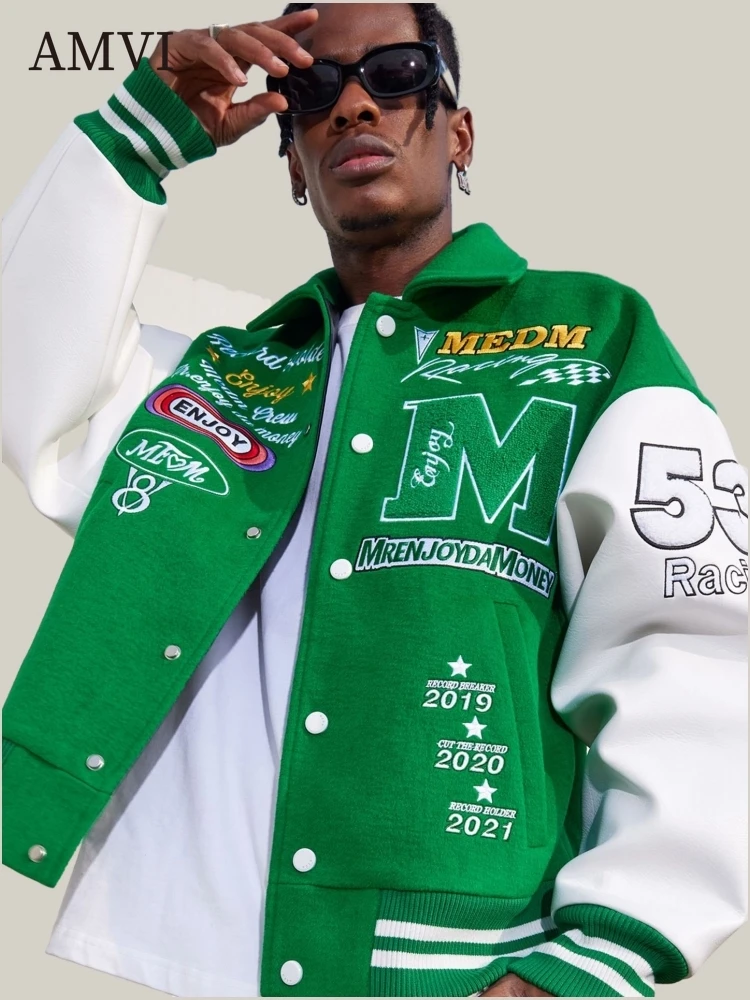 

American Retro Jacket Letter Embroidered Coat Baseball Uniform All-match Jackets Loose Tops Athletic Casual Coats New Clothes