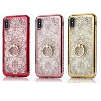 diamond case for iphone 13 pro max 12 11 xs xr x 7 8 plus electroplated phone case with ring cell phone cover with rhinestones