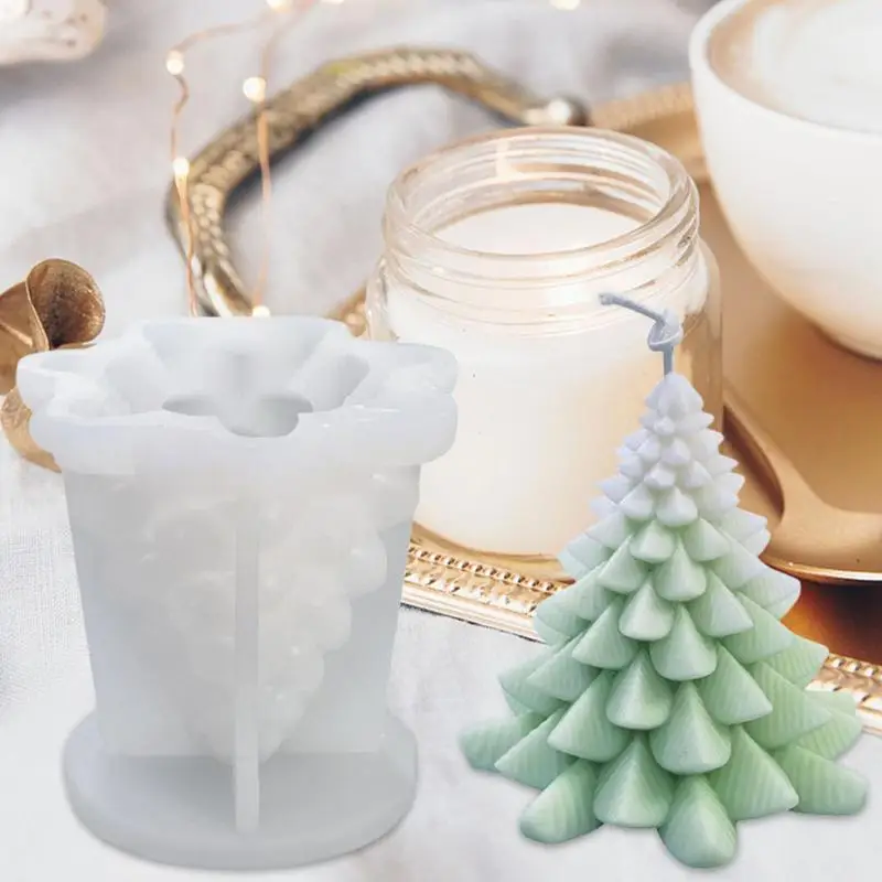 

Christmas Tree Candle Mold 3D Succulent Leaves Tree Candle Wax Molds Holiday Decoration Silicone Molds For Candles Soaps