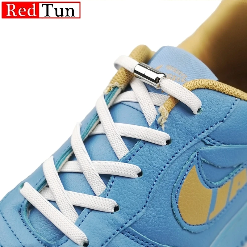 

New Metal Alloy lock Elastic Laces Sneakers No Tie Shoe Laces Quick Tieless Shoelace for Kids Adults Flat laces