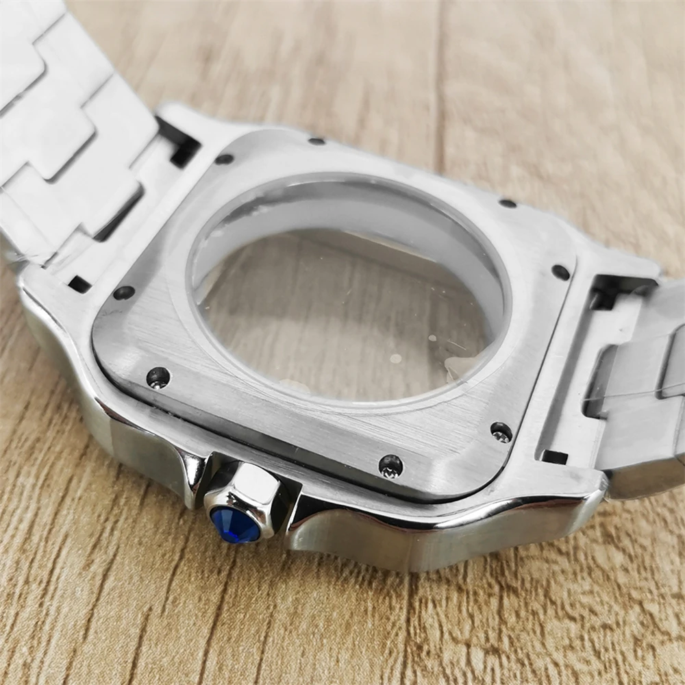 Men Watch Modification Accessories NH35 Square Case 38mm High Quality Polished Steel Watch Case Strap Set For NH35/NH36 Movement