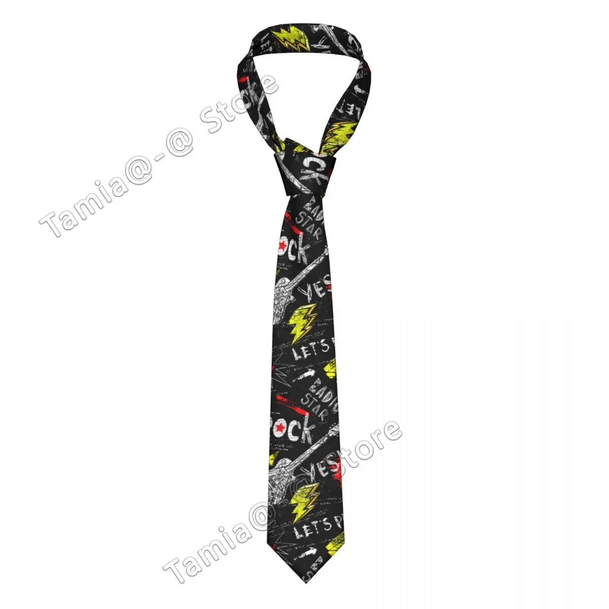 

Punk Rock Style Guitar Pattern Neckties Unisex Polyester 8 cm Neck Tie for Men Casual Narrow Shirt Accessories Gravatas Wedding