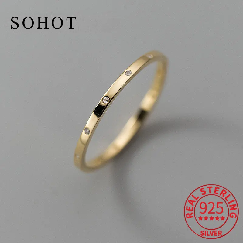 

Real 925 Sterling Silver Zircon CZ Round Ring For Fashion Women Trendy Fine Jewelry Minimalist Geometric Accessories