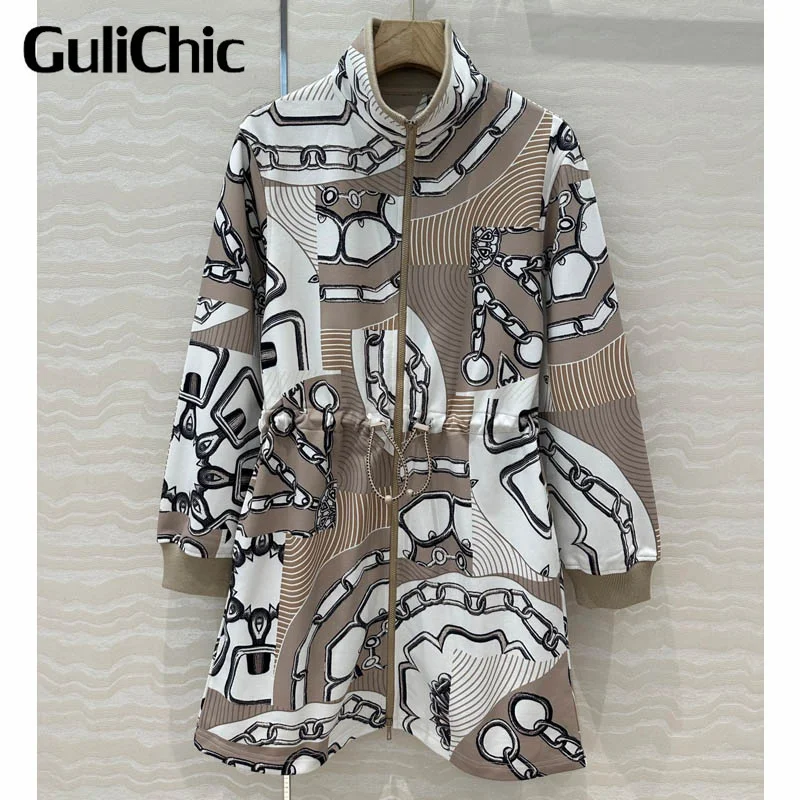10.21 GuliChic женское спортивное платье с цепочкой и принтом воротник-стойка двойная