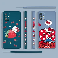 anime girls hello kitty for samsung galaxy a73 a53 a33 a52 a32 a22 a71 a51 a21s a03s a50 4g 5g liquid left rope phone case cover
