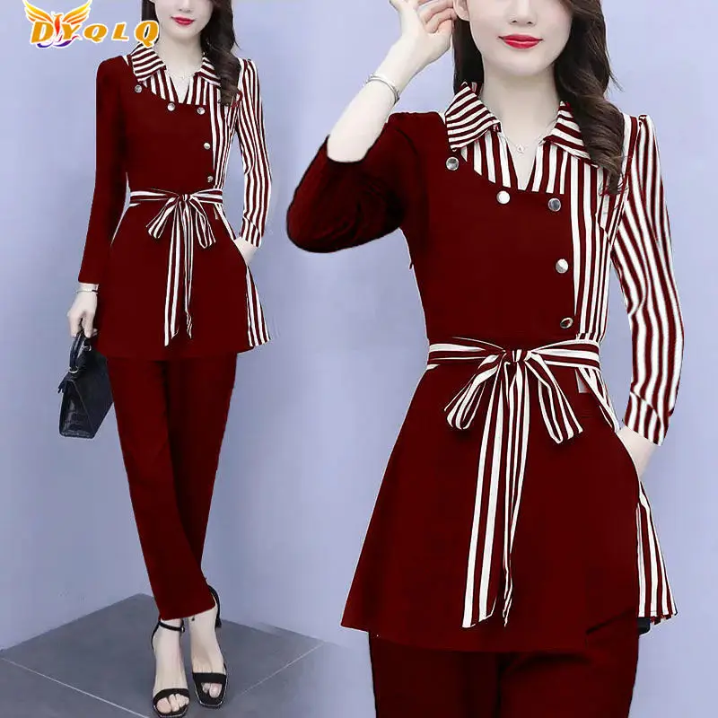

Women's Trousers Two-piece Temperament Top Trousers 2022 New Fashion Temperament Slim Casual Professional Wear Tooling Suit