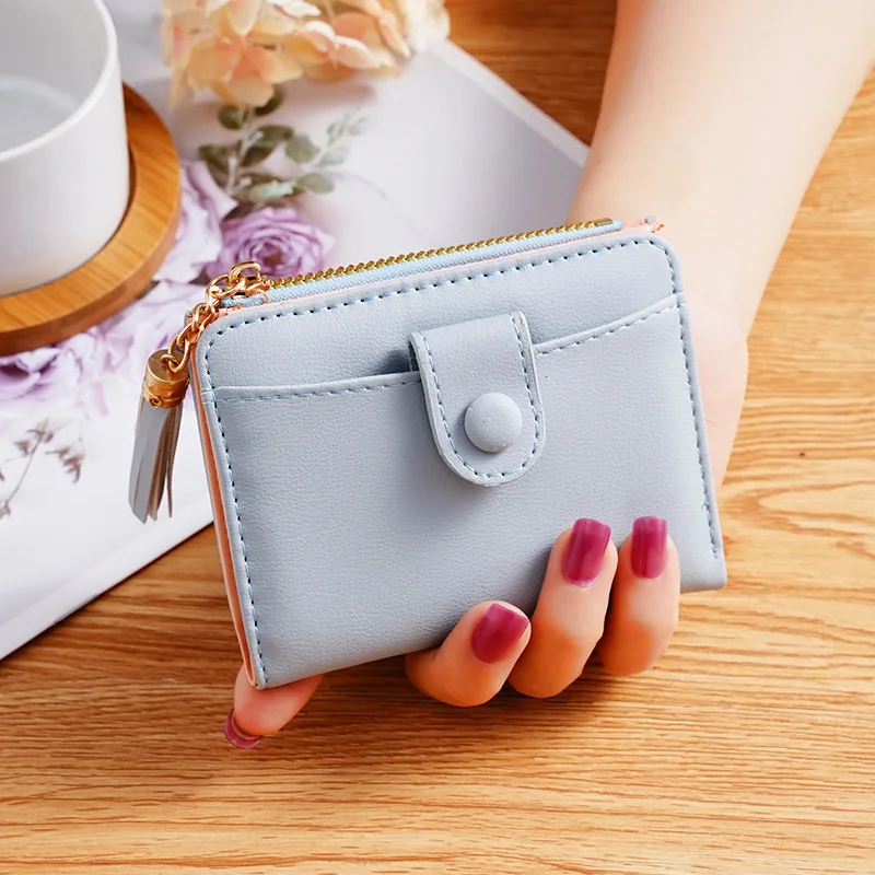 

Summer New Solid Color Versatile Plain Short Women's Wallet Urban Simple and Fashionable Multi Functional Change Bag Card Bag