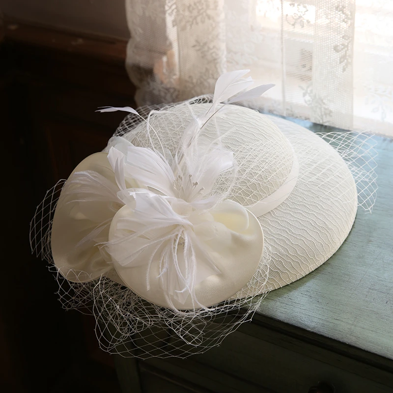 Women Bridal Hat Wedding Party Church Headpiece Fashion Headwear Formal Flower Hair Accessories
